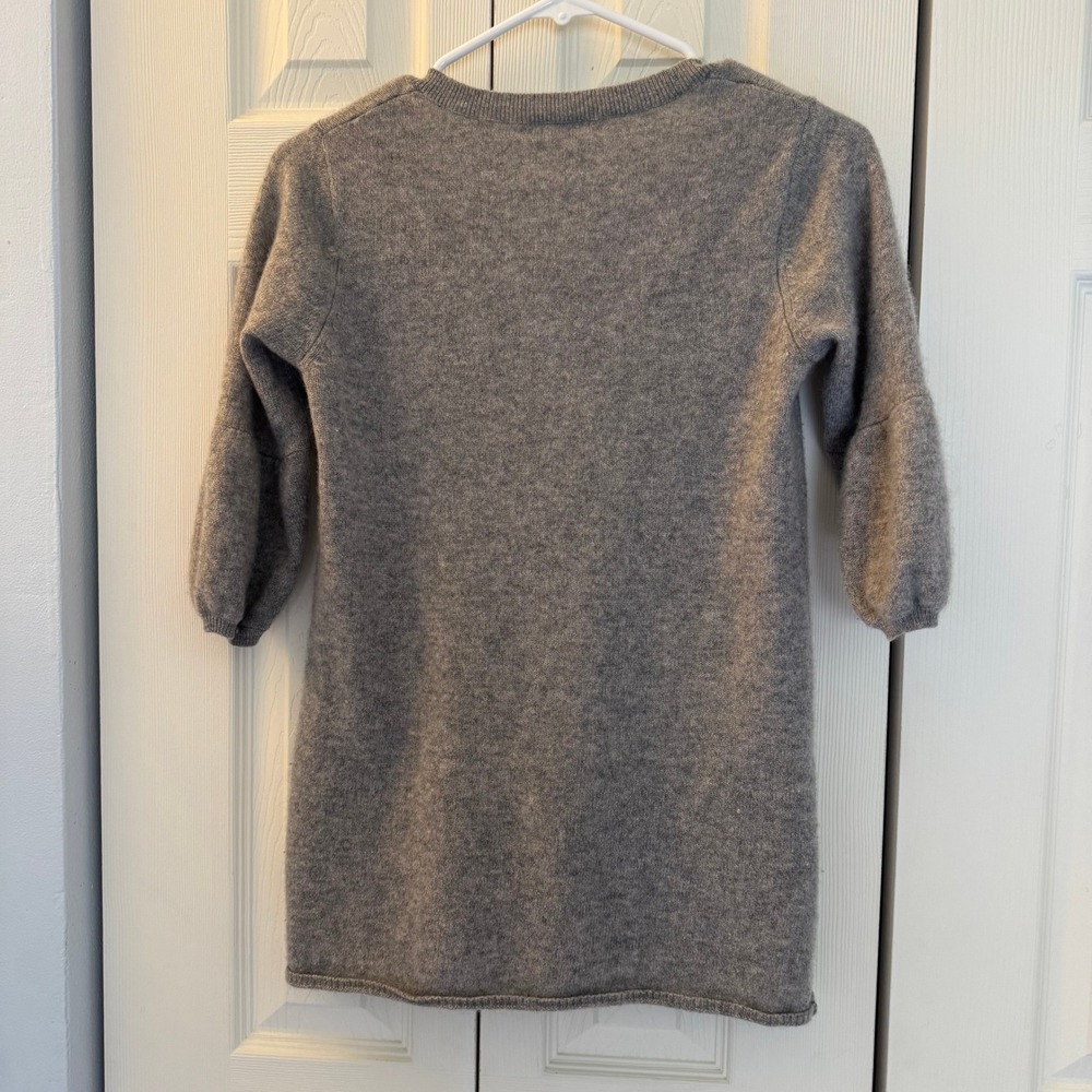 Vince Gray Cashmere Scoop Neck Puff Sleeve Empire Waist Sweater Womens Medium - Picture 2 of 7